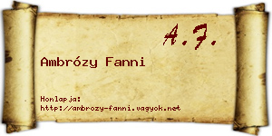 Ambrózy Fanni névjegykártya